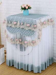 1pc Lace Embroidery Washing Machine Cover, Waterproof Dustproof Automatic Washing Machine Protector, Fit For 8kg/10kg Washing Machines