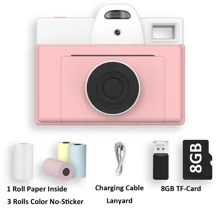 Instant Print Camera met rollen thermisch printerpapier, digitale camera met 8GB SD-kaart, kerst- en verjaardagscadeaus voor het maken van foto's en afdrukken