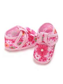 Infant Girls' Embroidered Pink Christening Shoes, Suitable For Spring/Autumn - Pink - View 6