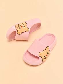 儿童泡沫拖鞋，轻便防滑软底可爱卡通熊，适合大龄儿童，休闲舒适速干一脚蹬，简约设计女童夏季沙滩凉鞋 - 粉色 - 查看 4