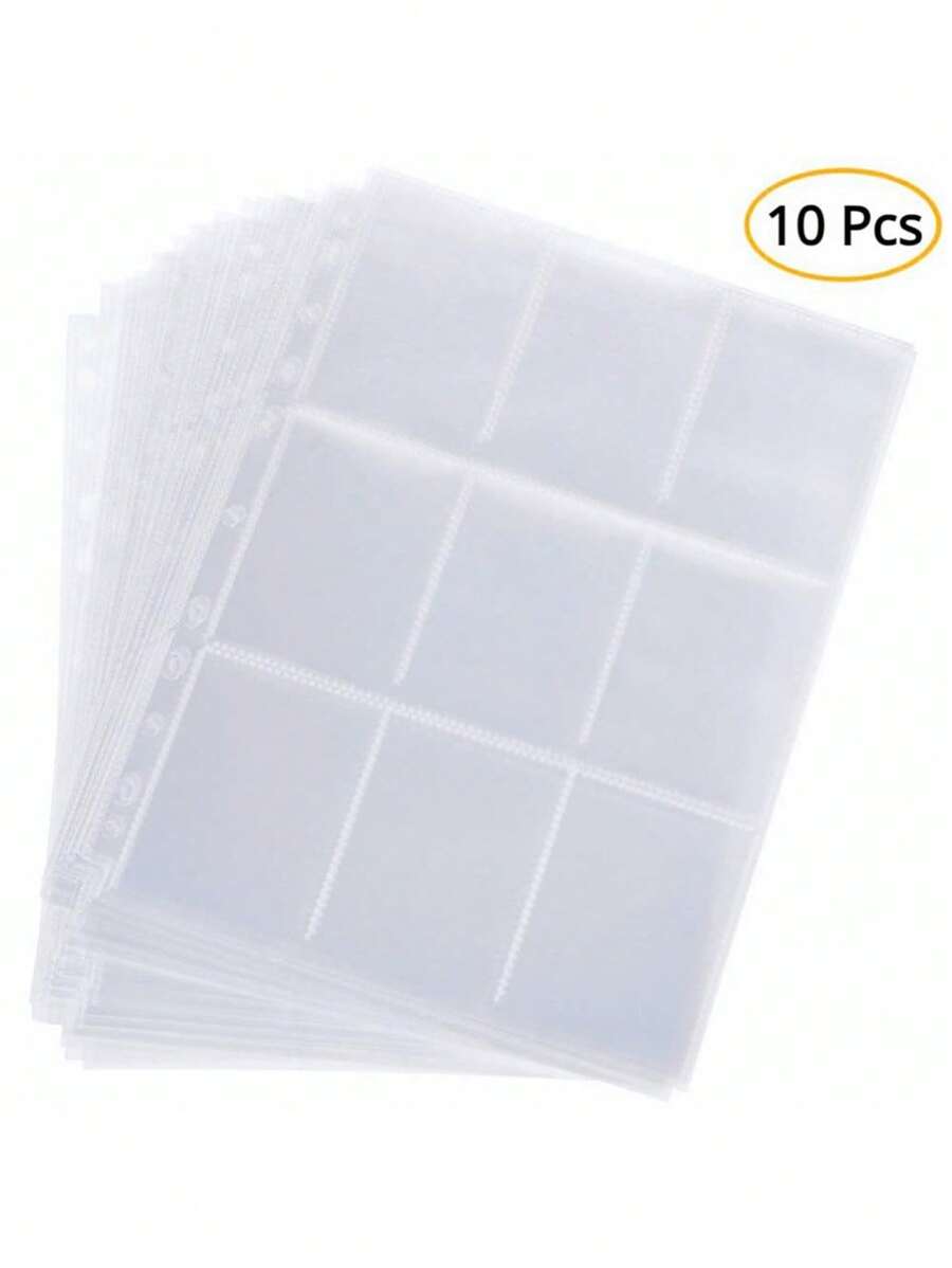 10Pcs Double Sided 180 Grid Mouth Protector Sleeves Pockets Gaming Trading Card Storage Album Pages Card Collector Coin Holders Wallets Sleeves