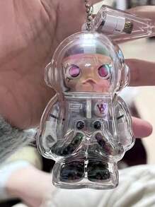 1 pièce Porte-clés pendentif en acrylique de figurine d'astronaute MOLLY avec insert de poupée - coque de protection transparente, accessoire de sac pour Pâques, Thanksgiving, Noël, Halloween, Nouvel An (poupée non incluse)