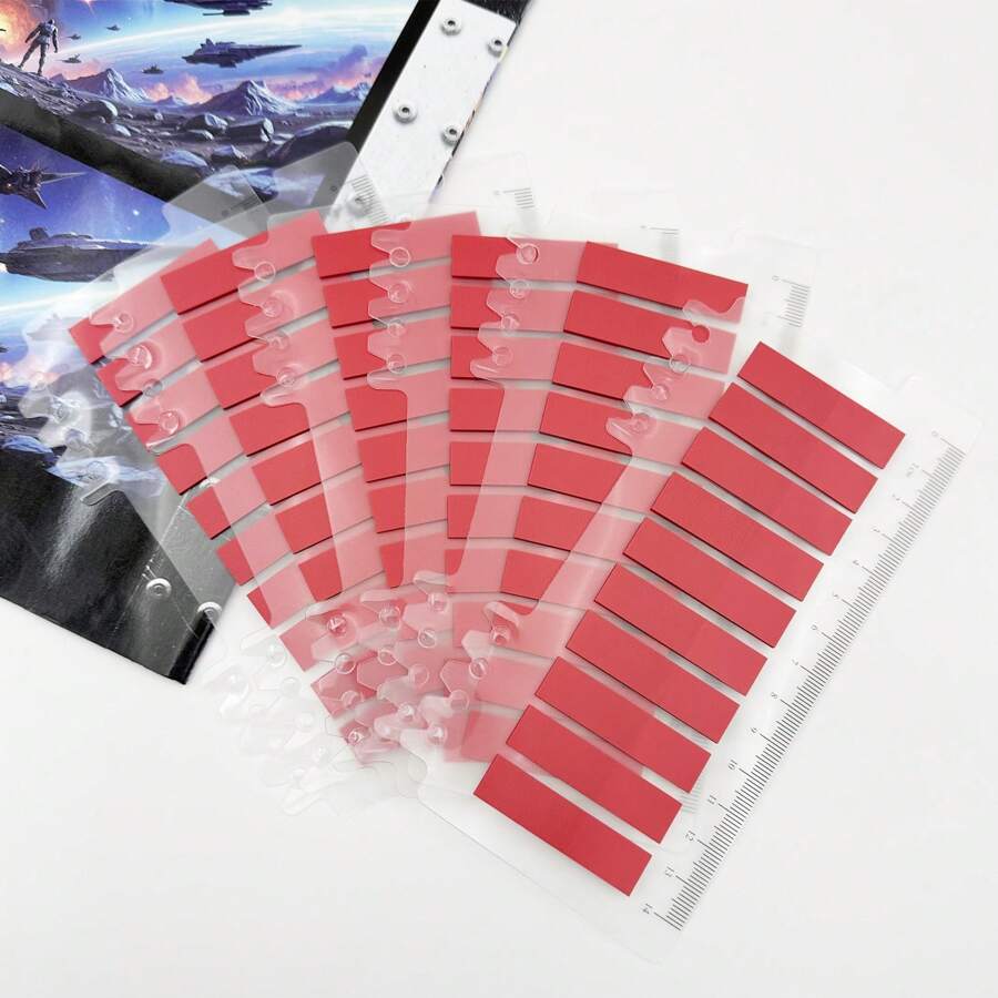 200 Sheets/1200 Sheets Black & Red Index Sticky Notes, Transparent PET Convenient Bookmarks For Students,School Supplies,Back To School - Multicolor - View 1