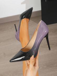 Orange Pointed Toe High Heel Pumps, Sexy Women's Shallow Slip-On Shoes, 2025 New Ombre Stone Texture High Heels, Slim Heel, Versatile Elegant