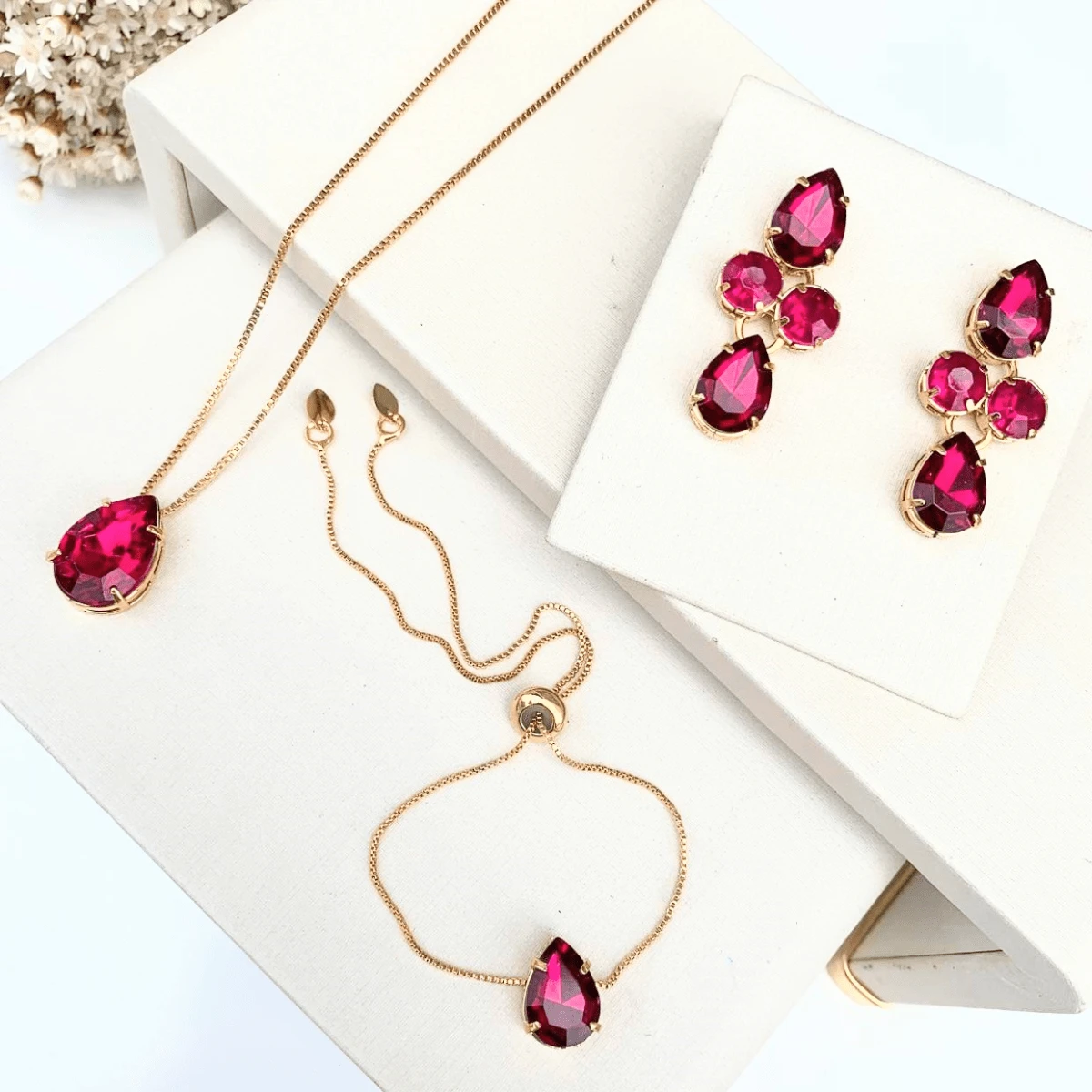 Women Jewelry Sets - Hot Pink - View 1