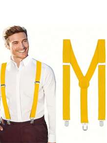 Solid Color Men Suspender With 3 Strong Clips Adjustable Braces Suitable For Teen Summer Casual Outdoor Athletic Or Vacation Travel Or Graduation Gifts Or Birthday Dress Accessories Or Daily Wear
