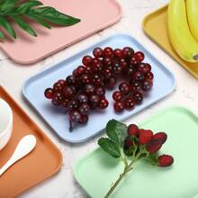 Plastic Fast Food Serving Tray, 3 Pcs Reusable Rectangular Cafeteria Serving Platter For Party Kitchen Restaurant