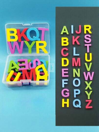 26 peças/conjunto de adesivos magnéticos de geladeira com alfabeto e números em inglês, cor aleatória, para escola, estudante, suprimentos, decoração de Halloween, ímãs flexíveis, melhores presentes