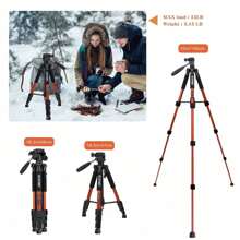 L'objet lourd me permet d'en apprendre davantage sur le trépied en aluminium de l'appareil photo, tout en augmentant la hauteur du support de smartphone à tête de traînée hydraulique et des deux plaques à dégagement rapide. Les appareils photo reflex numériques et les téléphones intelligents conviennent à la photographie de voyage, aux prises de vue en extérieur, aux dragons d'interview, etc. (Orange)