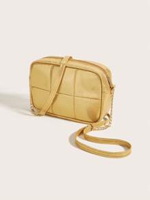 1pc Girls' Metal 6-Grid Square Mini Crossbody Bag, Suitable For Daily Outings - Crossbody Bags - View 4