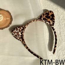 Sanrio Sanrio Leopard Print Hair Band Hello Kitty Cartoon Wash Face Wash Hair Band Hello Kitty Masquerade Dress Up Hello Kitty Cute Hair Decoration Hello Kitty Head Broken Hair Cutter Theme Will Play Props