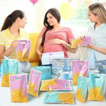 10pcs/20pcs/30pcs/50pcs Ice Cream Party Gift Bag, Summer Cute Ice Cream Theme Pink Blue Ice Cream Dessert Cake Pattern, Birthday Wedding Gender Reveal Party Summer Pool Party Gift Packaging Bag, Handbag, Dessert Candy Small Gift Storage Bag