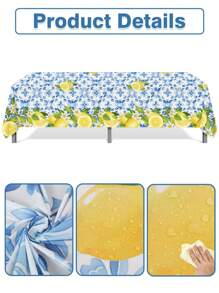 1pc 220*130cm Lemon Tile Pattern Disposable Plastic Tablecloth, Rectangular Plastic Tablecloth, Birthday Party Supplies, Kitchen Dining Table Decor, Home Decor, Waterproof & Stain-Resistant, Easy To Clean - Multicolor - View 8