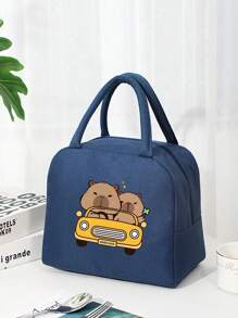 1 件时尚水纹保温午餐袋，便携式大容量午餐手提袋，防水轻便牛津布手提包，适合日常使用和户外野餐