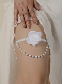 腿环腿饰女生可爱萝莉短裤洛丽塔制服蕾丝腿环性感腿链大腿链 - 珍珠蝴蝶大腿鏈 - 查看 12