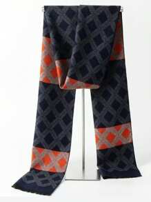 1pc Men's Cashmere Plaid & Striped Pattern Business Versatile Long Scarf