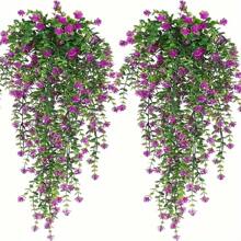 3pcs, Artificial Hanging Plants Fake Hanging Plant Faux Eucalyptus Leaf Greenery Vine Outdoor UV Resistant Plastic Plants