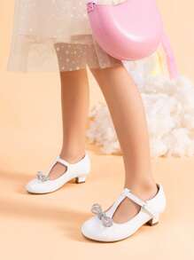 Girls Mary Jane Dress Shoes T-Strap Party Flower Wedding Princess Heel For Toddler Little Big Kid