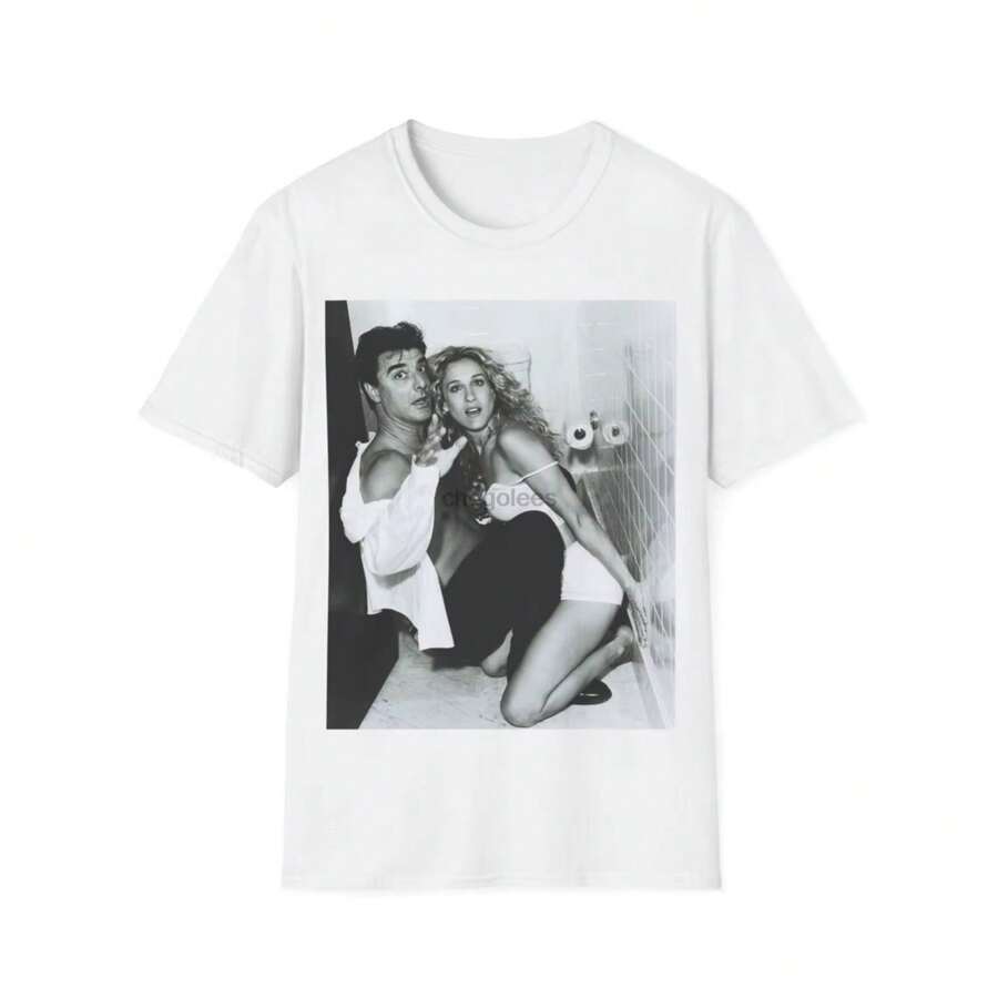 Carrie & Big T-Shirt Unisex Satc Shirt Graphic Tee - 白色 - 查看 1