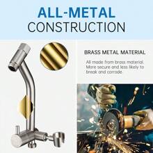 All Metal Shower Diverter With Low Handheld Holder And 13 Inch Curved Adjustable Shower Head Extension Arm, 3-Way Diverter Valve With Pause Mode (Brushed Nickel)