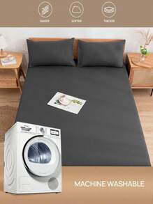 3 件深灰色拉绒柔软床单套件 - 深灰色 - 查看 4