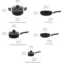 Basics 15-Piece Non-Stick Cookware Set, Black