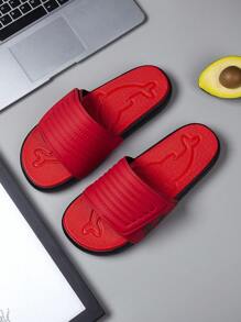 QuickSurf Men's Indoor/Outdoor Slippers, 23 Pattern, Anti-Slip Thick Sole , Basketball Elements, Sports Style - Red - View 5