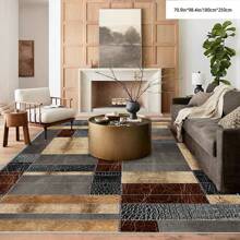 1pc Crystal Velvet Embossed Plaid Area Rug/Doormat - 5mm Thick, Waterproof, Non-Slip, Easy Clean, Machine Washable, Soft & Comfortable, Suitable For Entryway, Kitchen, Living Room, Bedroom, Hallway, Bathroom, Laundry Room - Carpet Decor