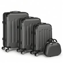 SUNROAD A Stylish Set Of ABS Suitcases With Vertical Stripes, Four-In-One Design With Handles And Universal Wheels. Available In 20in, 24in, 28in Sizes And 12in Carrying Case, Featuring ABS Aluminum Golden Pull Rods In A Fashionable Rose Gold Color Scheme - 深灰色 - 查看 4
