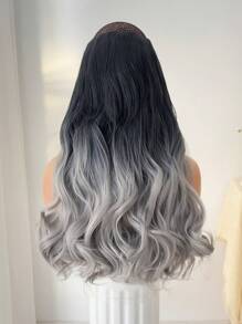 带 5 个安全夹子的金属接发 长波浪 22 英寸金色和深棕灰色 女士