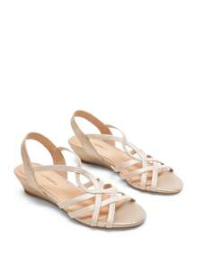 Women's Wedge Sandals Open Toe Low Heel Fashion Comfortable For Party Wedding Valentine's Day Dress Commuting All-Match Summer Shoes - 金色 - 查看 7