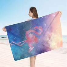 1 Pc Extra Large Flamingo Print Ultra-Soft Microfiber Beach Towel - Quick Dry, Non-Stick And Extra Plush, Skin-Friendly And Portable, Suitable For Fun Travel, Yoga, Picnic And Pool Party Summer,Holiday - Multicolor - View 44