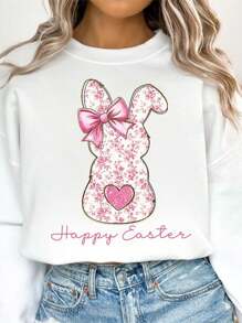 Happy Easter Blue Floral Chinoiserie Bunny, Pink Toile Easter Rabbit DIY Iron-On Heat Transfer Sticker Decal Patch, Suitable For T-Shirts, Sweatshirts, Fabric, Bags And Clothing Decoration, Happy Easter Holiday Party Decor - Pink - View 8