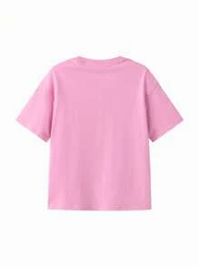Balabala 2pcs/Set Tween Girl Quick-Dry Short Sleeve T-Shirt, Summer Family Matching - Hot Pink - View 2