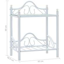 Table basse en acier et verre poli 45 x 30,5 x 60 cm Blanc