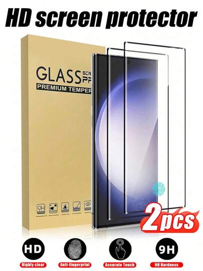 2pcs 3D Curved Edge Ultraclear Anti-Scratch Screen Protector, Compatible With Samsung Galaxy S8/S9/S8Plus/S9Plus/S10/S10Plus/S20/S20Plus/S20Ultra/S21/S21Plus/S21Ultra/S22/S22Plus/S22Ultra/S23/S23Plus/S23Ultra/S24/S24Plus/S24Ultra/S25/S25Plus/S25Ultra/Note8/Note9/Note10/Note10Plus/Note20Ultra Waterproof Tempered Glass Shockproof Anti-Fall Anti-Fall Anti-Fingerprint Full Cover