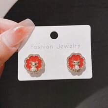 1 Paar rote minimalistische neue festliche Nischen-Ohrringe, personalisierter vielseitiger zarter Ohrringe für den Alltagsgebrauch