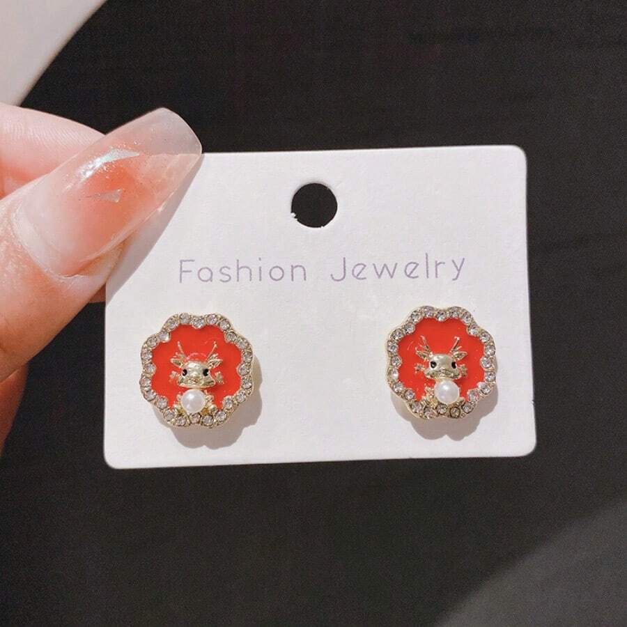 1 Paar rote minimalistische neue festliche Nischen-Ohrringe, personalisierter vielseitiger zarter Ohrringe für den Alltagsgebrauch