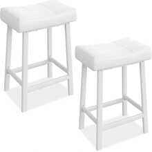 Fulvari 24" Counter Height Bar Stools Set Of 2,Faux Leather Tufted Bar Stool For Home,Bar - 白色 - 查看 6