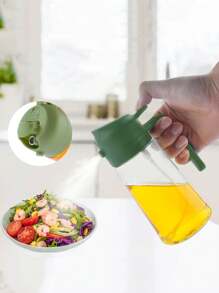 1PC Glass Spray Dual-Use Oil Kettle Large Capacity Leak Proof Household Oil Spray Kettle Kitchen With Cover And Handle Spray Oil Bottle, Spray Two In One Oil Kettle Oil Spray Pour One Dual-Use Oil Spray Kettle Kitchen Barbecue Oil Spray Foggy Oil Kettle