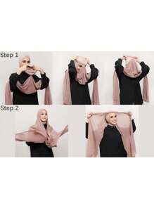 1 pieza Clásico casual de mujer Bufanda de gasa instantánea, unicolor, suave y cómoda tela de modal transpirable, bufanda/diadema todo en uno, adecuada para uso diario con vestidos - caqui claro - Ver 6
