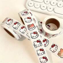 Sanrio 500pcs/Roll Sanrio Hello Kitty Stickers - Colorful Stamp Stickers For Scrapbooking, Gift Wrapping, Party Favors And DIY Crafts - Matte Finish, Reusable Sticker Roll, For Home, Office And Business Use,School Supplies,Back To School