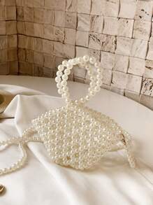 Children's Pearlweed Basket Handbag Including Shoulder Strap