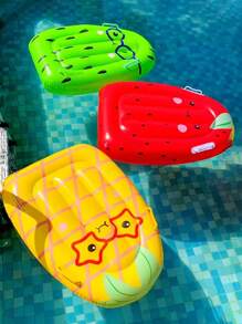 1pc Inflatable Fruit Floating Row, Strawberry, Kiwi, Pineapple Cute Cartoon Surfboard With Handle, Lounge Chair (Handle Color Random), Christmas