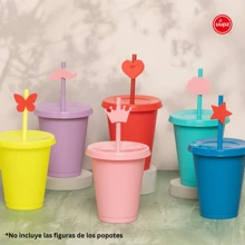 Paquete 10 Vasos Reusables Tipo Star Para Bebida Fría Mini 16 Oz - Morado Glitter - Ver 7