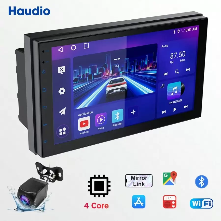 Haudio 7 Inch Double Din Car Stereo For Wireless Carplay&Android Auto With Voice Control,Car Radio With HD Touch Screen Bluetooth 4.0, FM/EQ Adjustment/Mirror Link/Backup Camera - 7inch - View 1