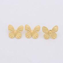Exquisite Butterfly - Themed Jewelry Set: 18K Gold Plated Copper Alloy, Perfect For Weddings, Parties & Carnivals. This 2 Pieces Set Features Delicate Butterfly Designs With A Textured Finish, Bringing A Touch Of Bohemian Charm To Any Outfit.
