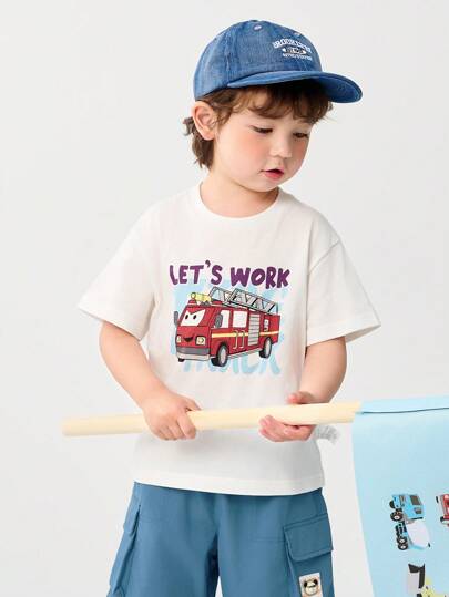 Balabala Young Boys Quick-Dry Cartoon T-Shirt, 2025 Summer Top