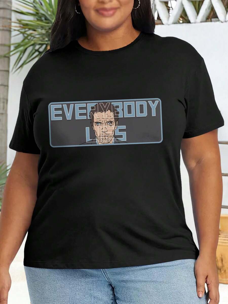Everybody Lies Doctor House TV Show Oversize Women T-Shirt For Ladies (Large Size) - màu đen - Xem 1