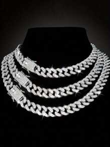 时尚欧美风格仿水晶项链，男女通用多功能腕带，复古摇滚珠宝，母亲节、父亲节、情人节的最佳礼物 - 銀色 - 查看 7